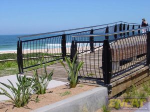 Beach boardwalk viewing platforms ENCAT designed and manufactured boardwalk for a beach viewing platform area foreshore development a