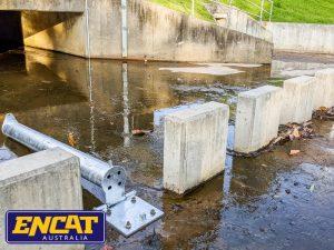 Collapsible bollard for culvert debris control ENCAT Collapsible Bollard for Culvert Debris Control Structures hot dip galvanised steel