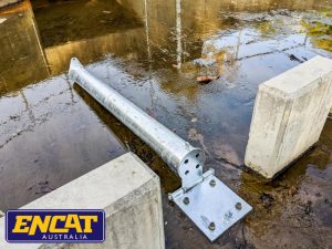 Collapsible bollard for culvert debris control ENCAT Collapsible Bollard for Culvert Debris Control Structures stormwater pressure