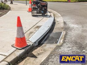 Truck Resistant Kerb Lintel Stormwater kerb lintel replacement Northern Beaches Council by ENCAT Australia made out of steel