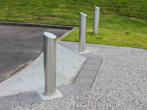 Outdoor bollard with angled top Stainless steel outdoor bollards by ENCAT