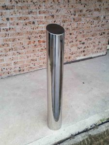 Outdoor bollard with angled top Stainless steel outdoor bollards by ENCAT for car parks
